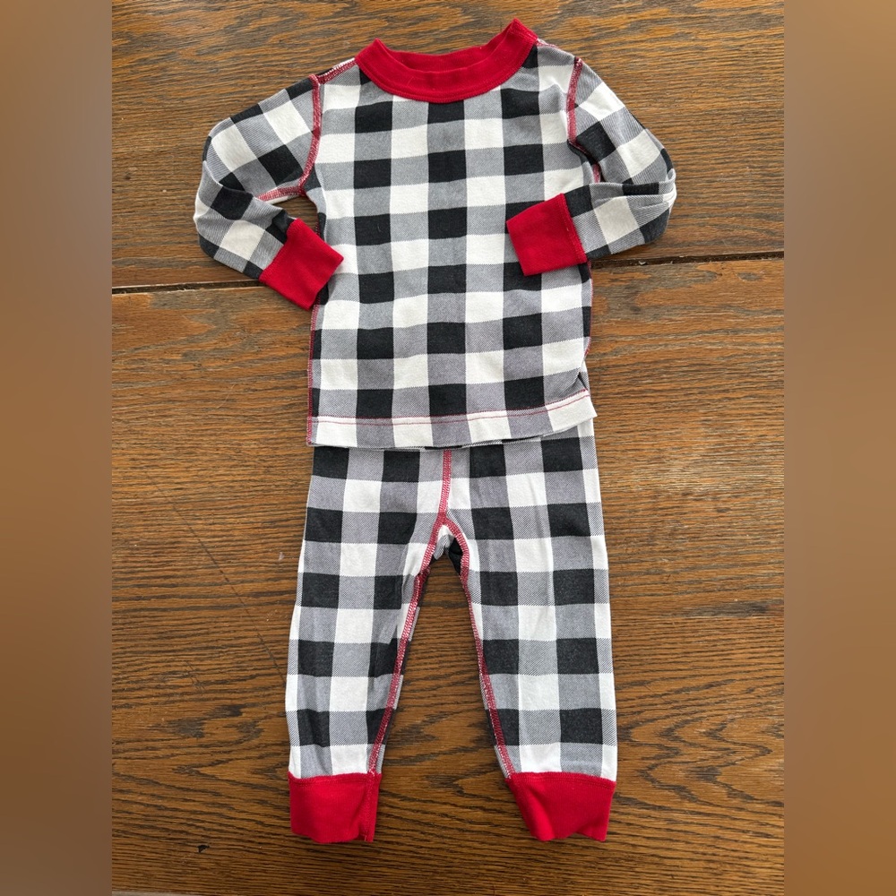 Hanna Andersson Buffalo plaid Long John Holiday Pajama Set - 2T